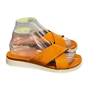 Ugg‎ Cross Strap Slide Sandal  Zari size 7.5 Brown 1132713 Leather Boho